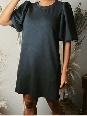 Very J Black Puff Sleeve Mini Dress